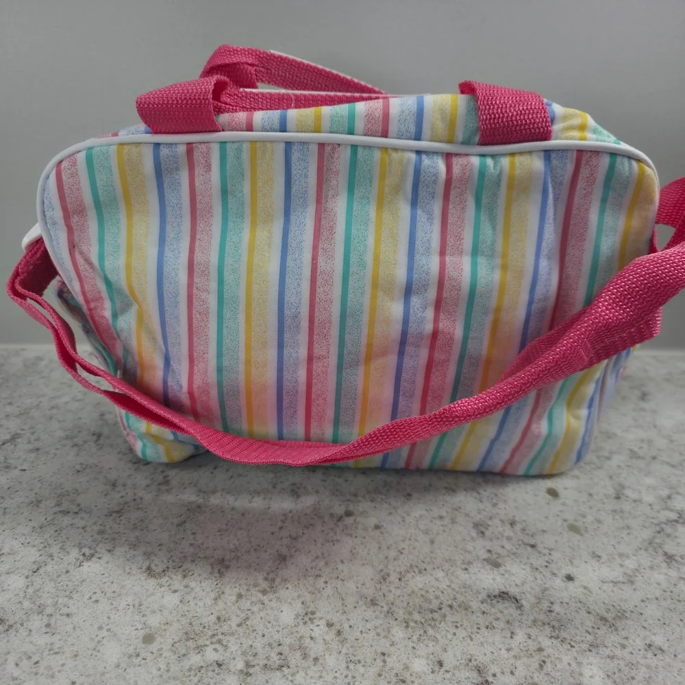 Vintage Evenflo insulated Diaper Bag Rainbow Stripe Pastel Pacesetter NWT